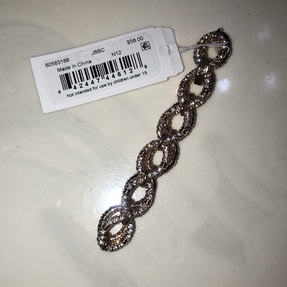Lauren Ralph Lauren Gold Tone Pave Crystal Encrusted Oval Link Bracelet NWT - Picture 16 of 16